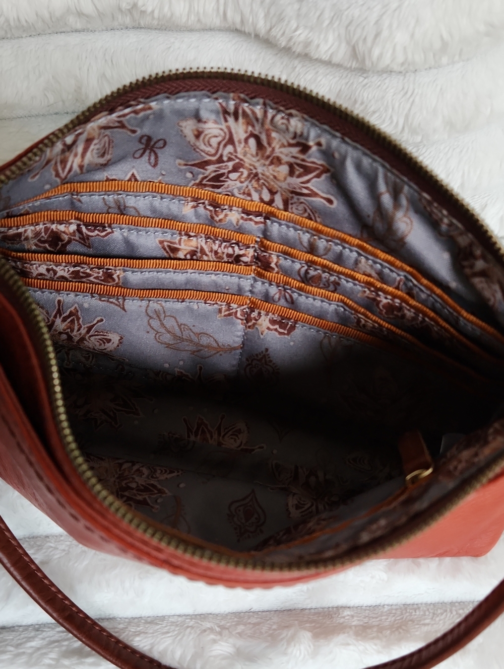 Rust Orange Leather Wristlet/ Clutch/Shoulder Bag - Picture 10 of 15